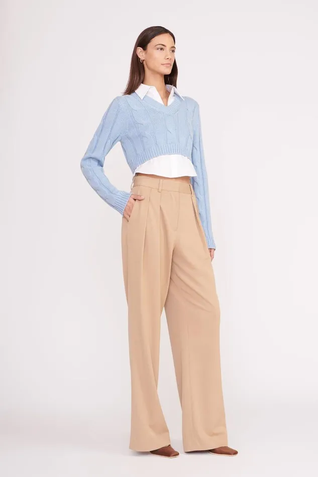 Women STAUD Knits DUKE SWEATER FRENCH BLUE WHITE