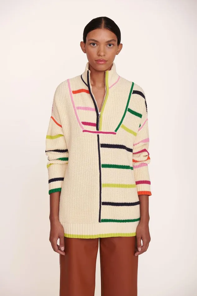 Women STAUD Knits HAMPTON SWEATER CREME RAINBOW MULTI