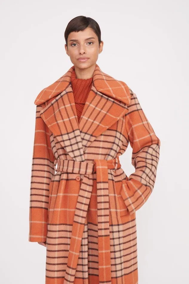 Women STAUD Outerwear and Jackets CARVER COAT PERSIMMON MEGA PLAID Women STAUD Outerwear and Jackets CARVER COAT PERSIMMON MEGA PLAID