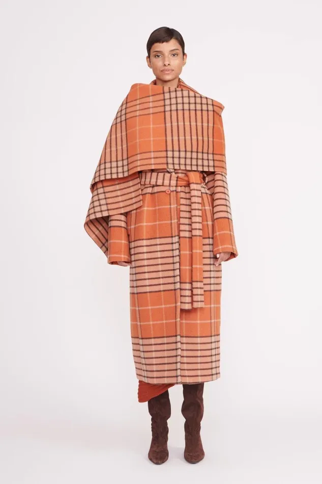 Women STAUD Outerwear and Jackets CARVER COAT PERSIMMON MEGA PLAID Women STAUD Outerwear and Jackets CARVER COAT PERSIMMON MEGA PLAID