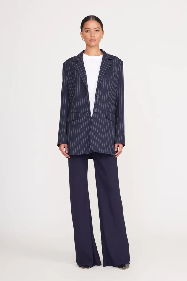 Women STAUD Outerwear and Jackets CITY BLAZER NAVY PINSTRIPE Women STAUD Outerwear and Jackets CITY BLAZER NAVY PINSTRIPE