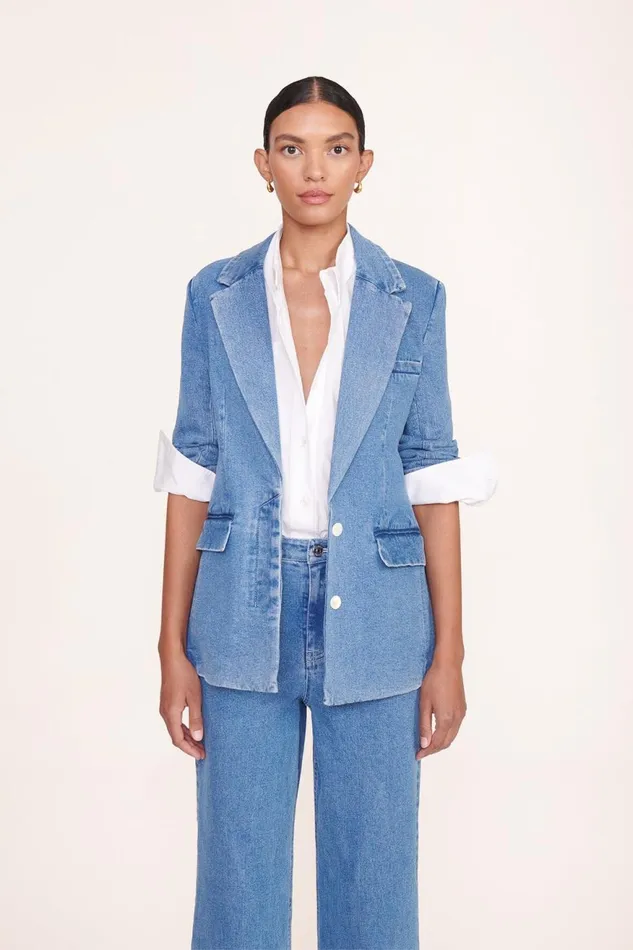 Women STAUD Outerwear and Jackets MAXWELL BLAZER MEDIUM WASH