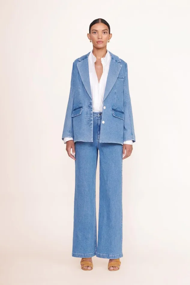 Women STAUD Outerwear and Jackets MAXWELL BLAZER MEDIUM WASH