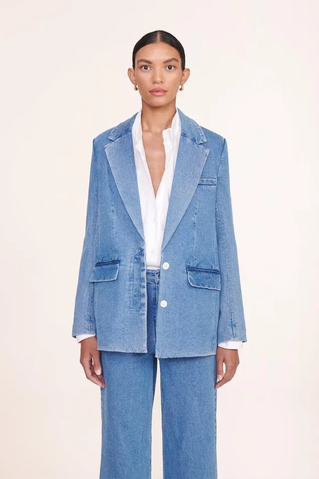 Women STAUD Outerwear and Jackets MAXWELL BLAZER MEDIUM WASH