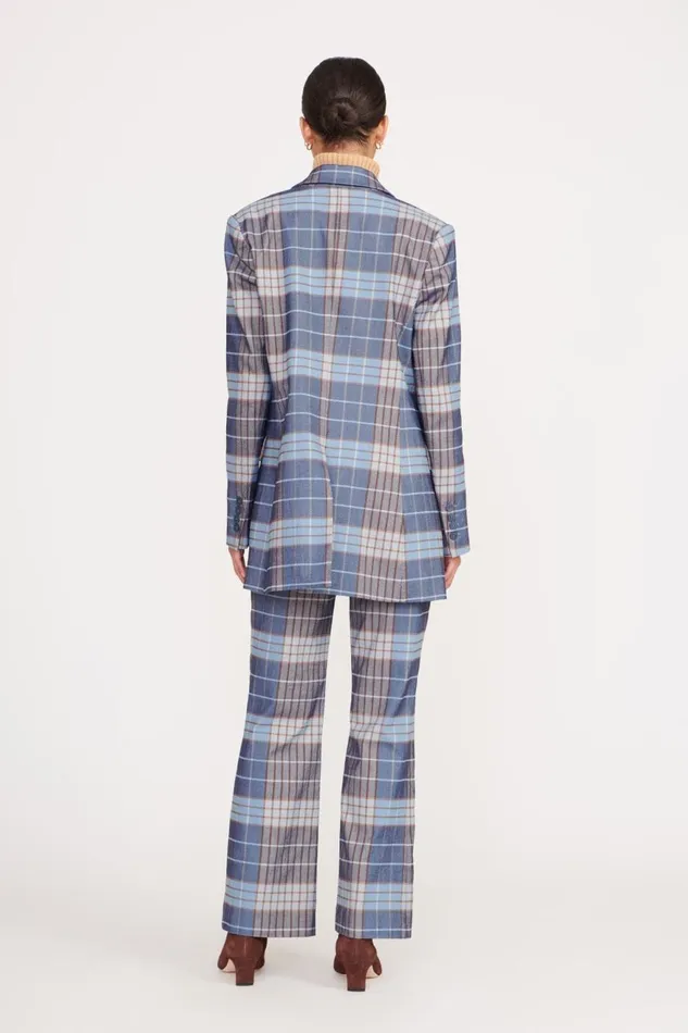 Women STAUD Pants and Shorts PIROUETTE PANT FRENCH BLUE MEGA PLAID