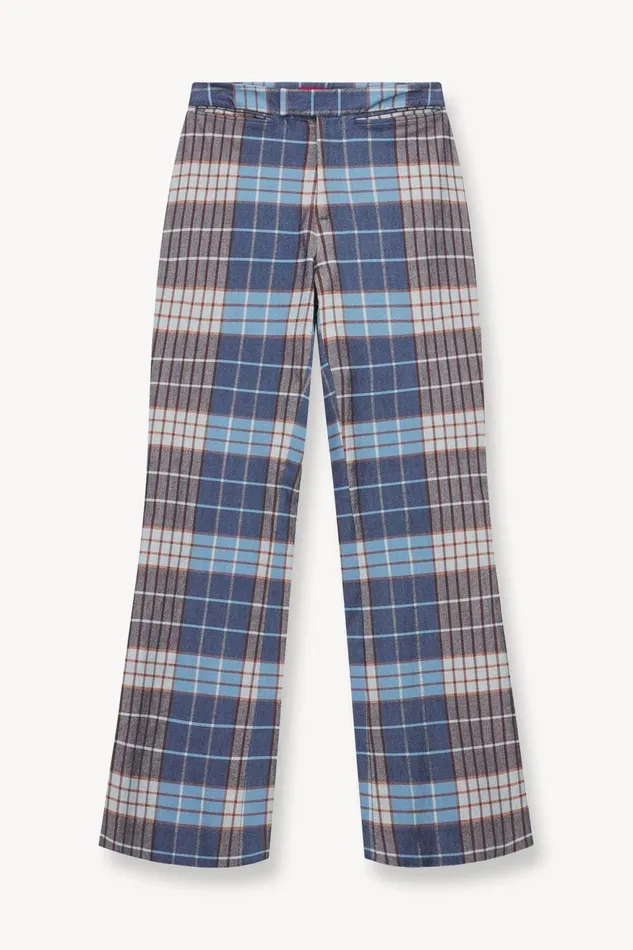 Women STAUD Pants and Shorts PIROUETTE PANT FRENCH BLUE MEGA PLAID