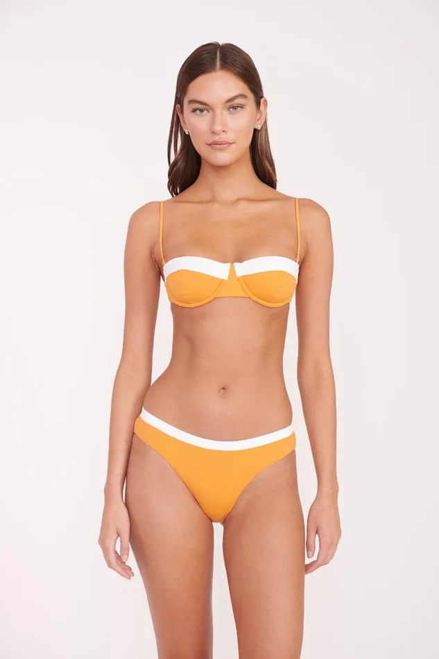 Women STAUD Swim GEMMA BIKINI BOTTOM NECTARINE WHITE