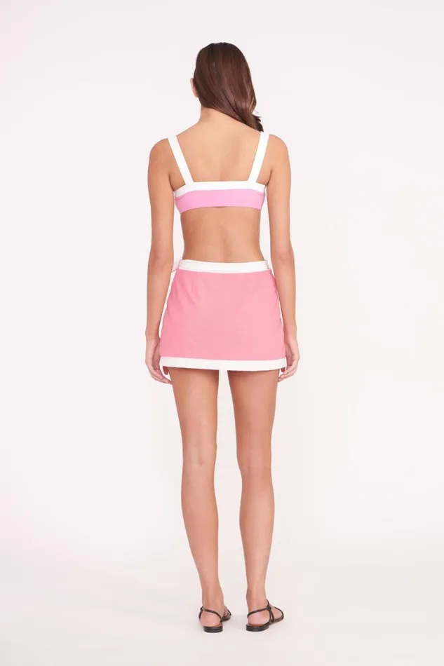 Women STAUD Swim GRETCHEN COVERUP WRAP SKIRT CORAL PINK WHITE Women STAUD Swim GRETCHEN COVERUP WRAP SKIRT CORAL PINK WHITE