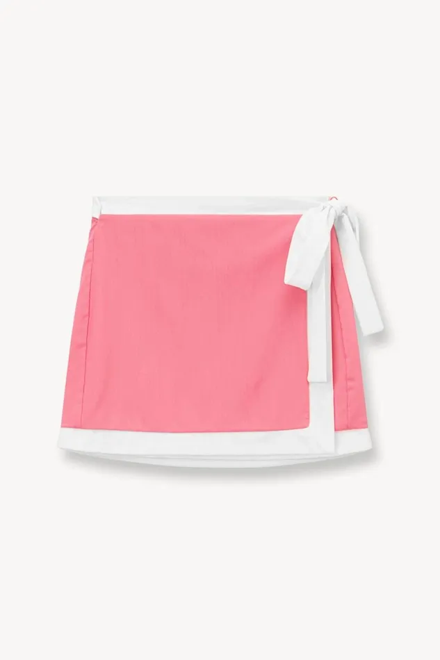 Women STAUD Swim GRETCHEN COVERUP WRAP SKIRT CORAL PINK WHITE Women STAUD Swim GRETCHEN COVERUP WRAP SKIRT CORAL PINK WHITE