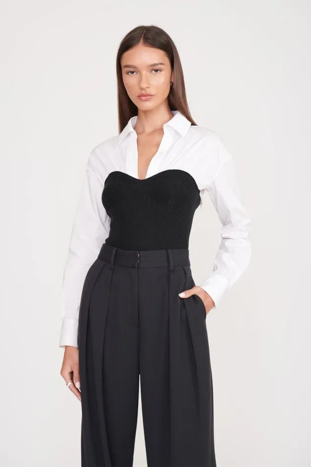 Women STAUD Tops HAZEL TOP BLACK WHITE