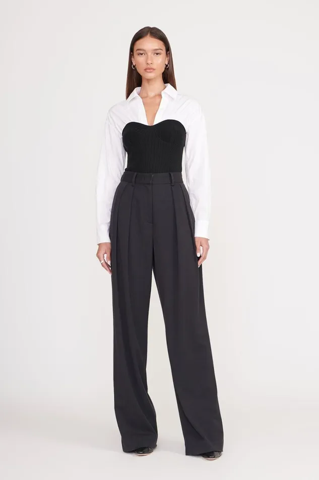 Women STAUD Tops HAZEL TOP BLACK WHITE