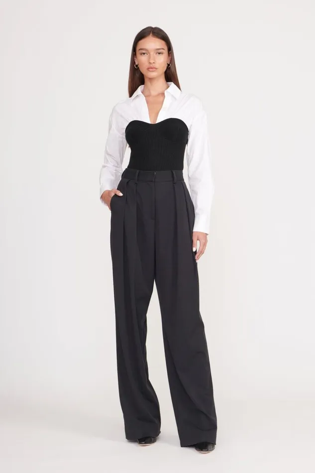 Women STAUD Tops HAZEL TOP BLACK WHITE