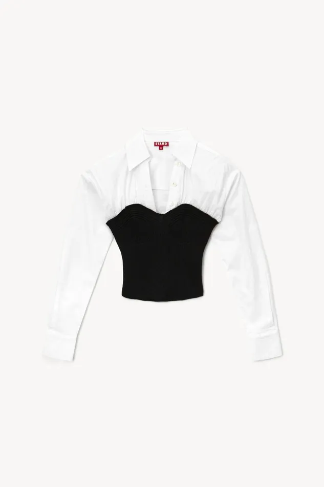 Women STAUD Tops HAZEL TOP BLACK WHITE