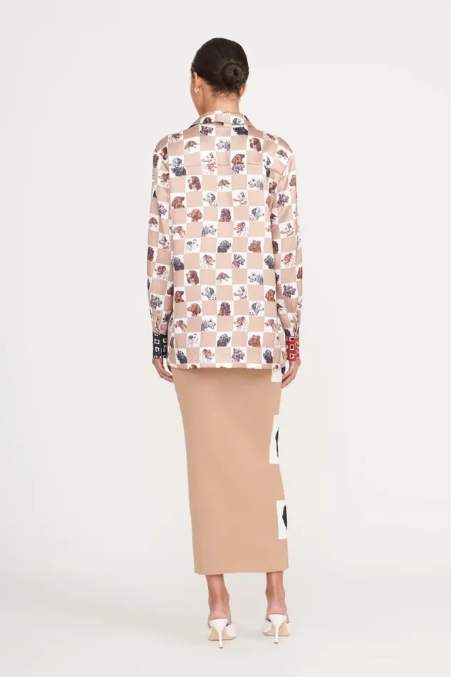 Women STAUD Tops MARTHA TUNIC CAMEL DOG CHECK