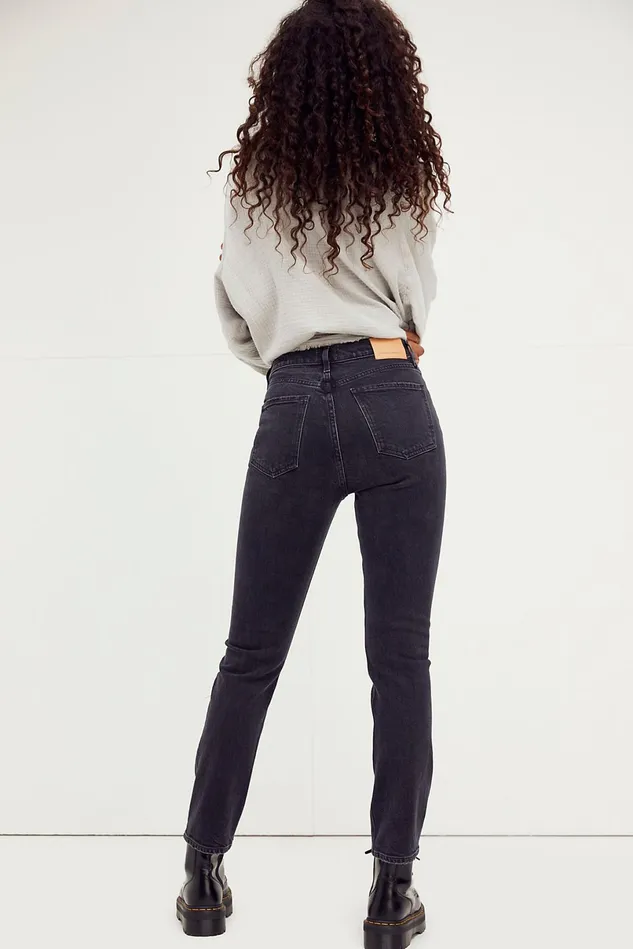 Women StraightLeg Jeans Free People Citizens Of Humanity Charlotte High Rise Straight Jeans Happy Hour Black