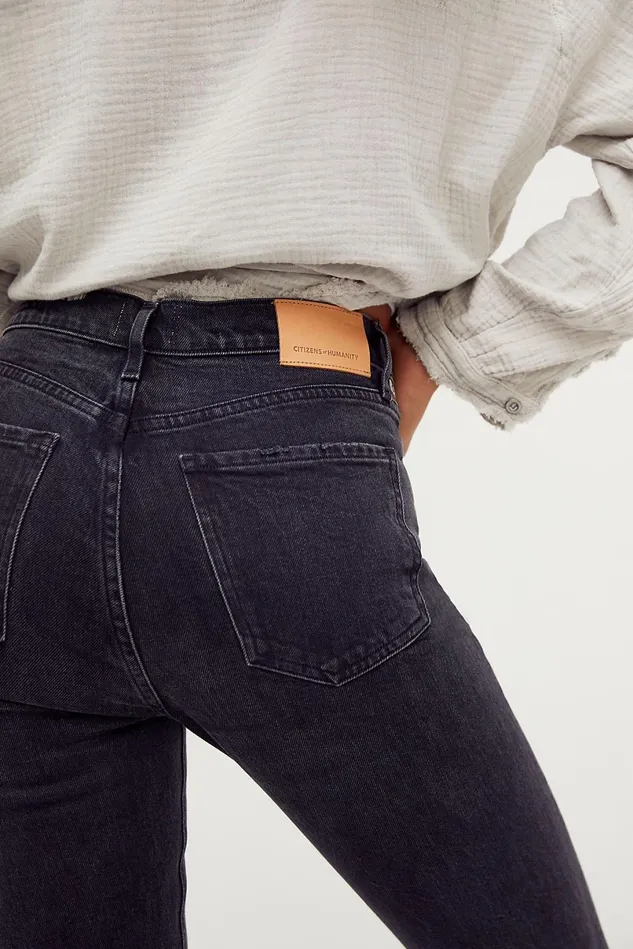 Women StraightLeg Jeans Free People Citizens Of Humanity Charlotte High Rise Straight Jeans Happy Hour Black