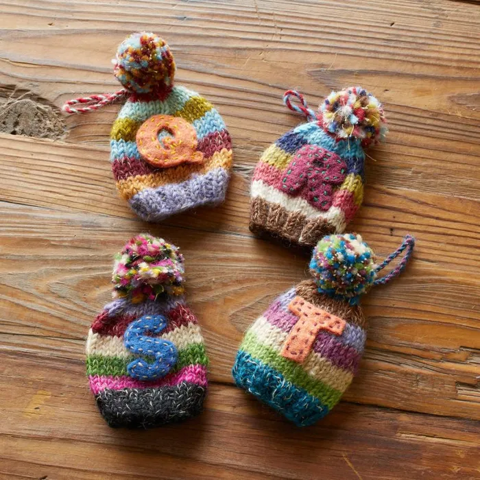 Women Striped Initial Hat Ornament Sundance Catalog Decor