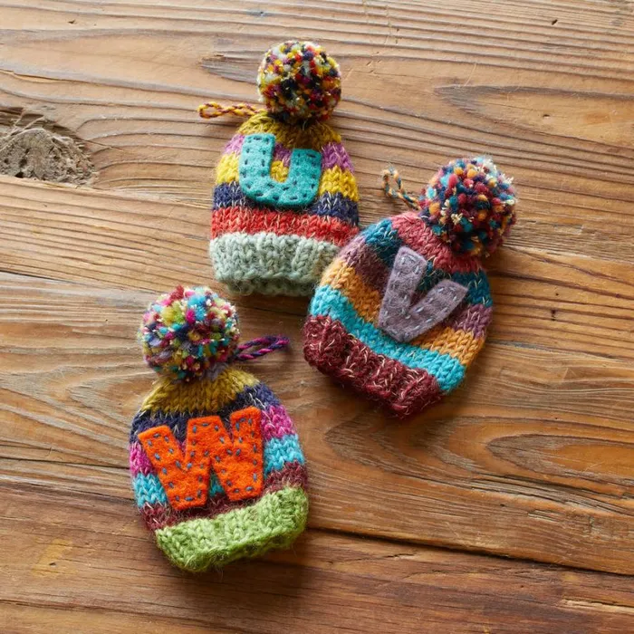 Women Striped Initial Hat Ornament Sundance Catalog Decor