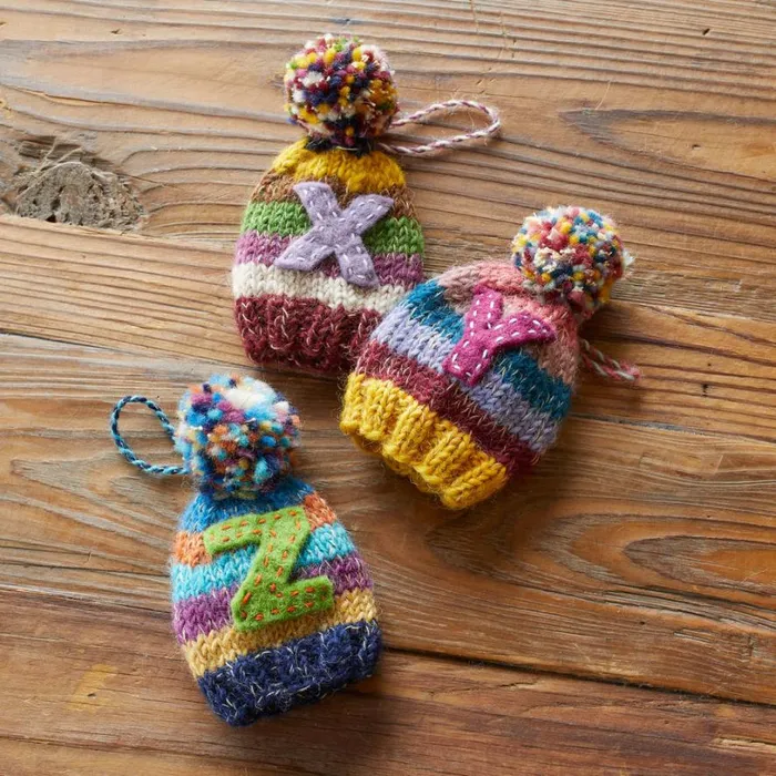 Women Striped Initial Hat Ornament Sundance Catalog Decor