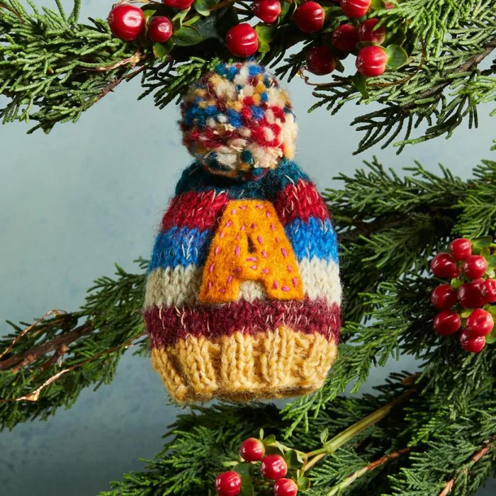 Women Striped Initial Hat Ornament Sundance Catalog Decor