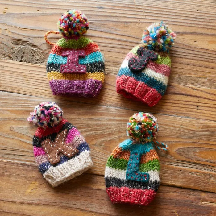 Women Striped Initial Hat Ornament Sundance Catalog Decor