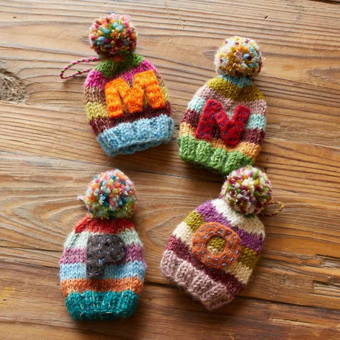 Women Striped Initial Hat Ornament Sundance Catalog Decor
