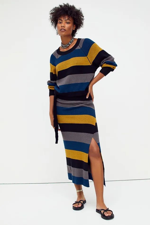 Women Sweater Dresses Free People Striped Eyes On You Set Dark Combo