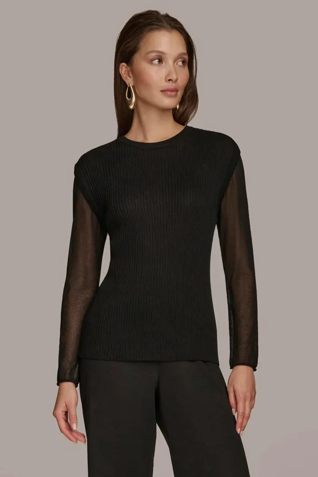 Women Sweaters And Tops Donna Karan CREW NECK TOP Black