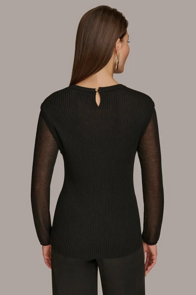 Women Sweaters And Tops Donna Karan CREW NECK TOP Black