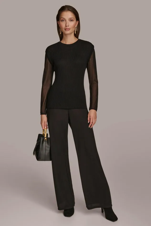 Women Sweaters And Tops Donna Karan CREW NECK TOP Black