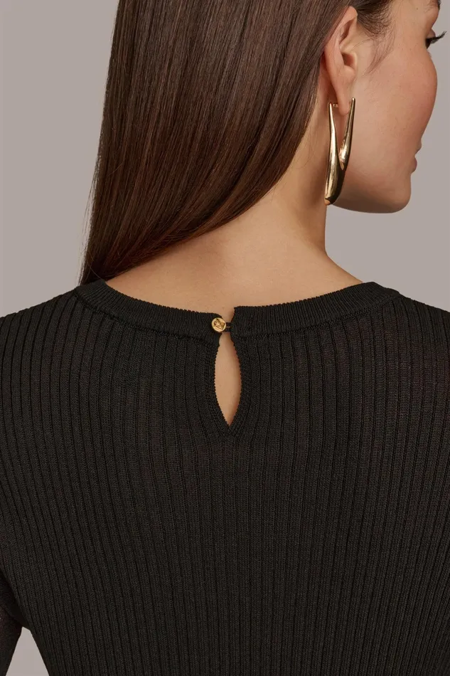 Women Sweaters And Tops Donna Karan CREW NECK TOP Black