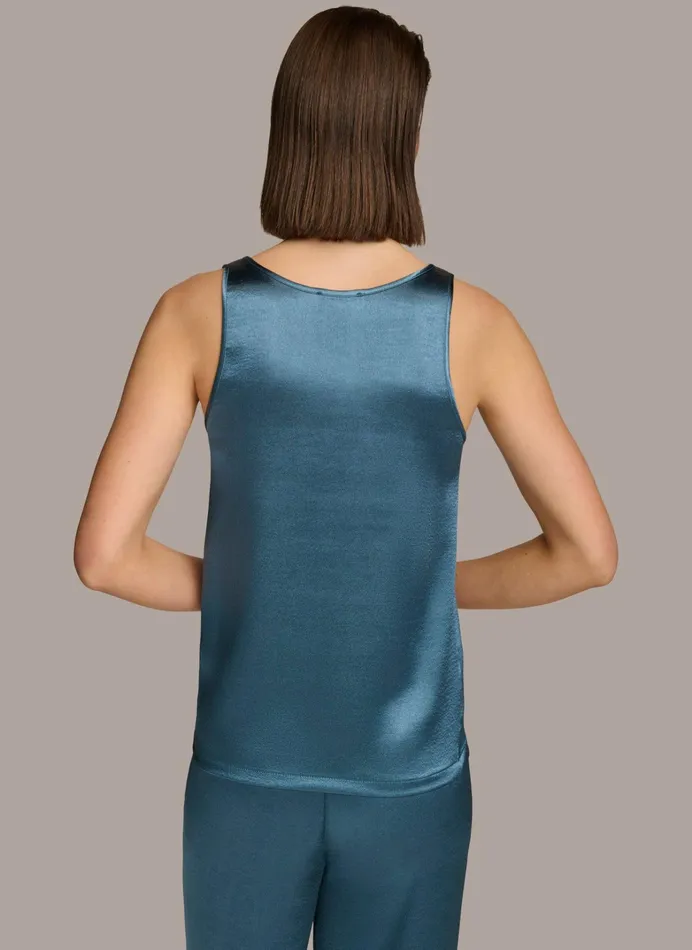 Women Sweaters And Tops Donna Karan ROUND NECK SHINY TANK Tide Navy