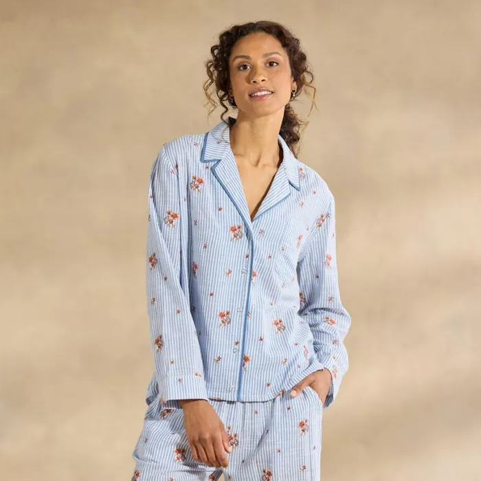 Women Sweet Dreamer Embroidered Pj Top Sky Sundance Catalog Tops