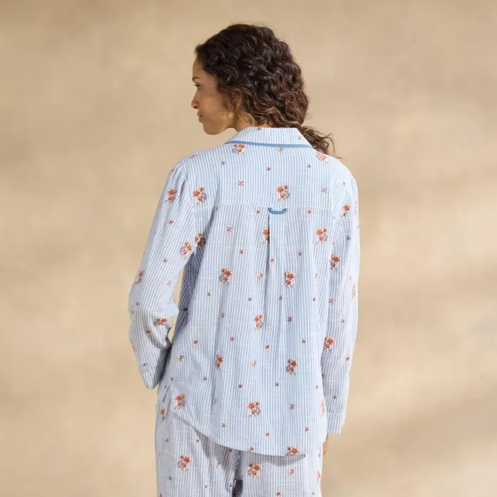 Women Sweet Dreamer Embroidered Pj Top Sky Sundance Catalog Tops
