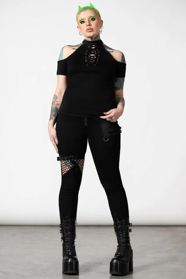 Women TShirts and Vests Killstar No Secrets Cap Sleeve Top