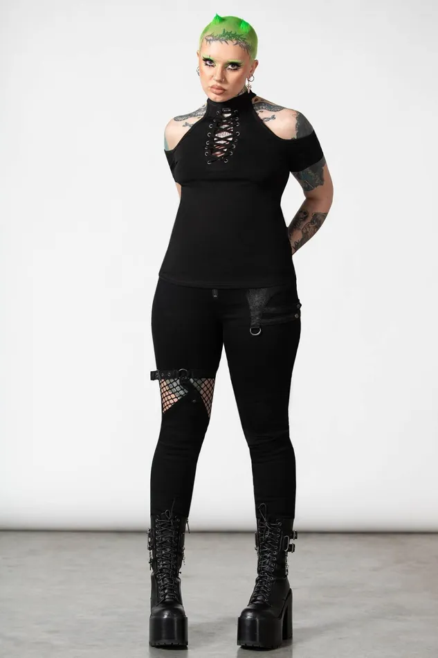 Women TShirts and Vests Killstar No Secrets Cap Sleeve Top