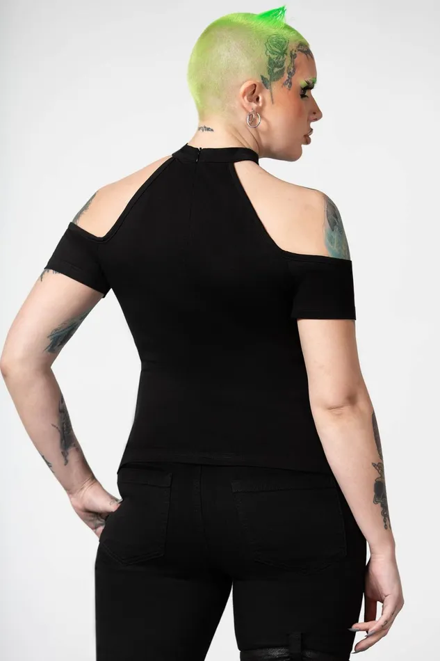 Women TShirts and Vests Killstar No Secrets Cap Sleeve Top