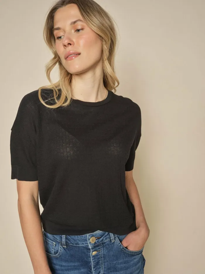 Women Tees MOS MOSH MMSwann OSS Flora Tee Black
