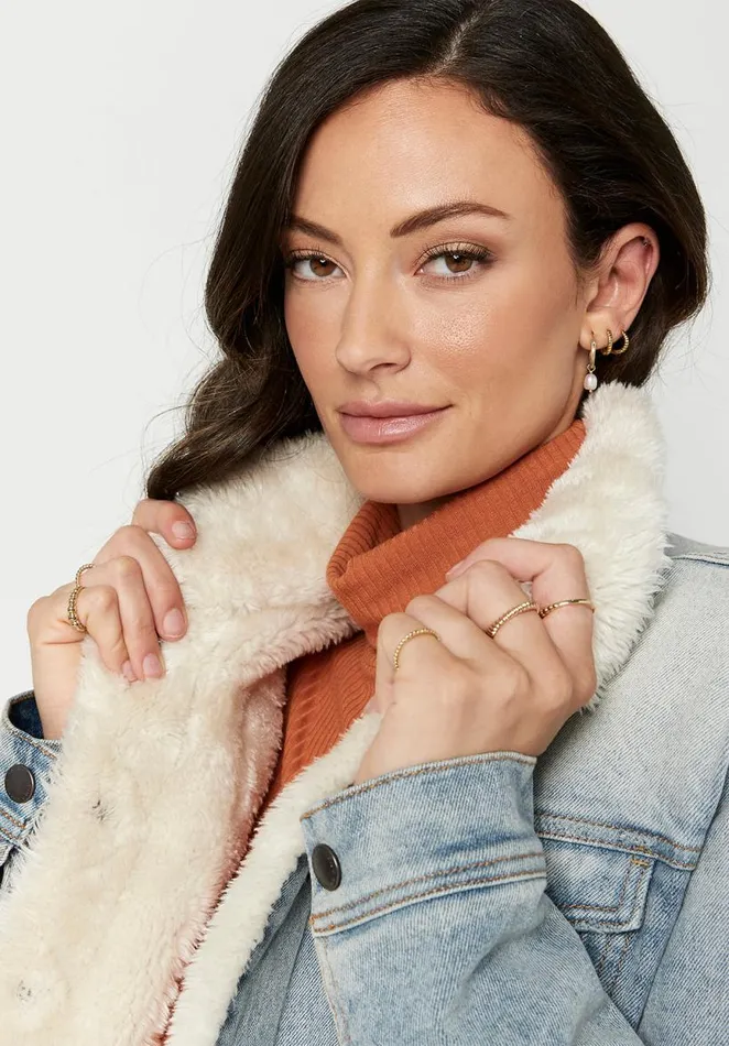 Women Thelma Fur Lined Jean Jacket Indigo Buffalo David Bitton Jackets
