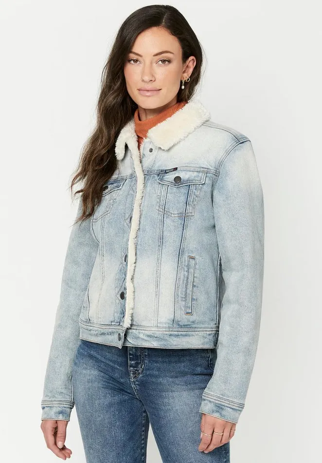 Women Thelma Fur Lined Jean Jacket Indigo Buffalo David Bitton Jackets