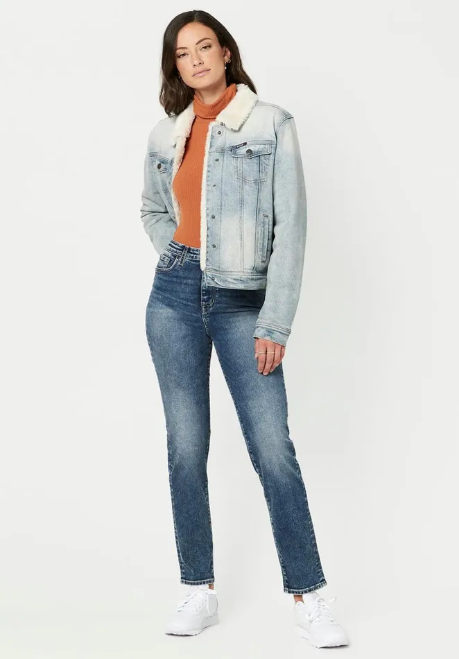 Women Thelma Fur Lined Jean Jacket Indigo Buffalo David Bitton Jackets