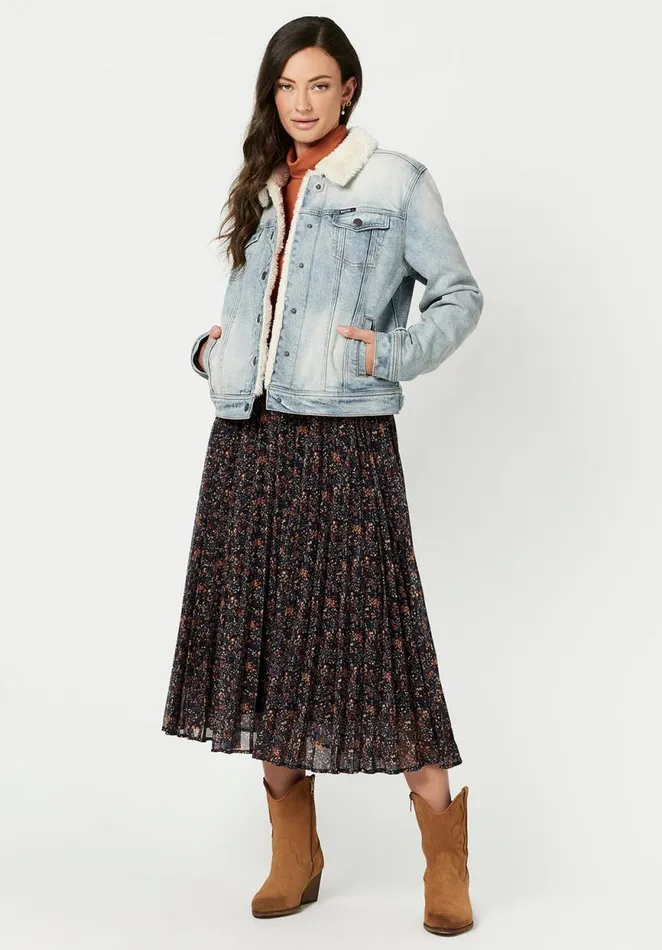 Women Thelma Fur Lined Jean Jacket Indigo Buffalo David Bitton Jackets
