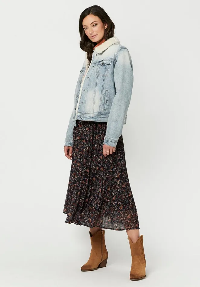 Women Thelma Fur Lined Jean Jacket Indigo Buffalo David Bitton Jackets