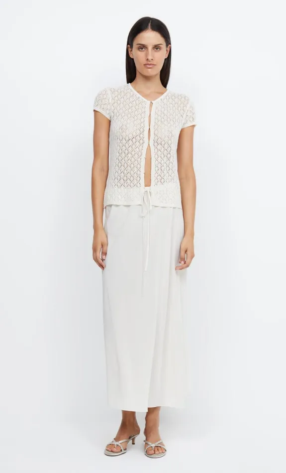 Women Tops Bec Bridge BEATRICE KNIT SHORT SLEEVE CARDI Ivory