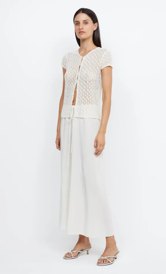 Women Tops Bec Bridge BEATRICE KNIT SHORT SLEEVE CARDI Ivory