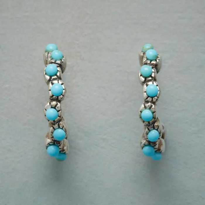 Women Turquoise Filigree Hoop Earrings Sundance Catalog Earrings