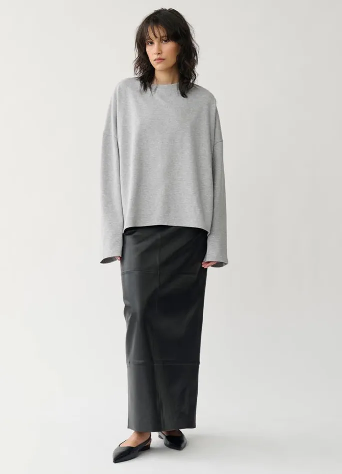 Women Vagabond Tops BOXY LONG SLEEVE TSHIRT Grey Textile
