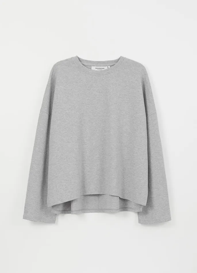 Women Vagabond Tops BOXY LONG SLEEVE TSHIRT Grey Textile