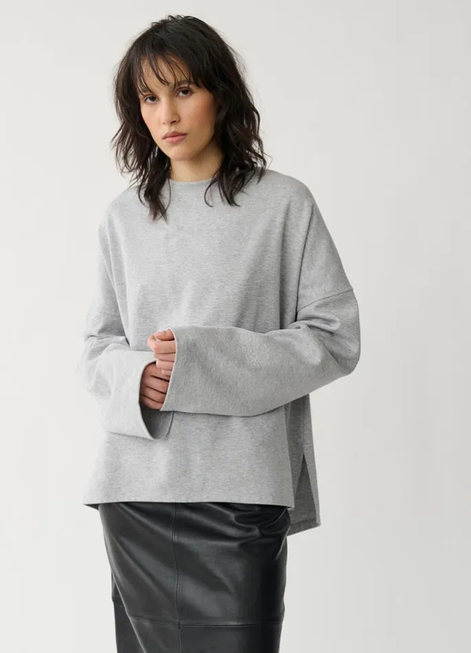 Women Vagabond Tops BOXY LONG SLEEVE TSHIRT Grey Textile