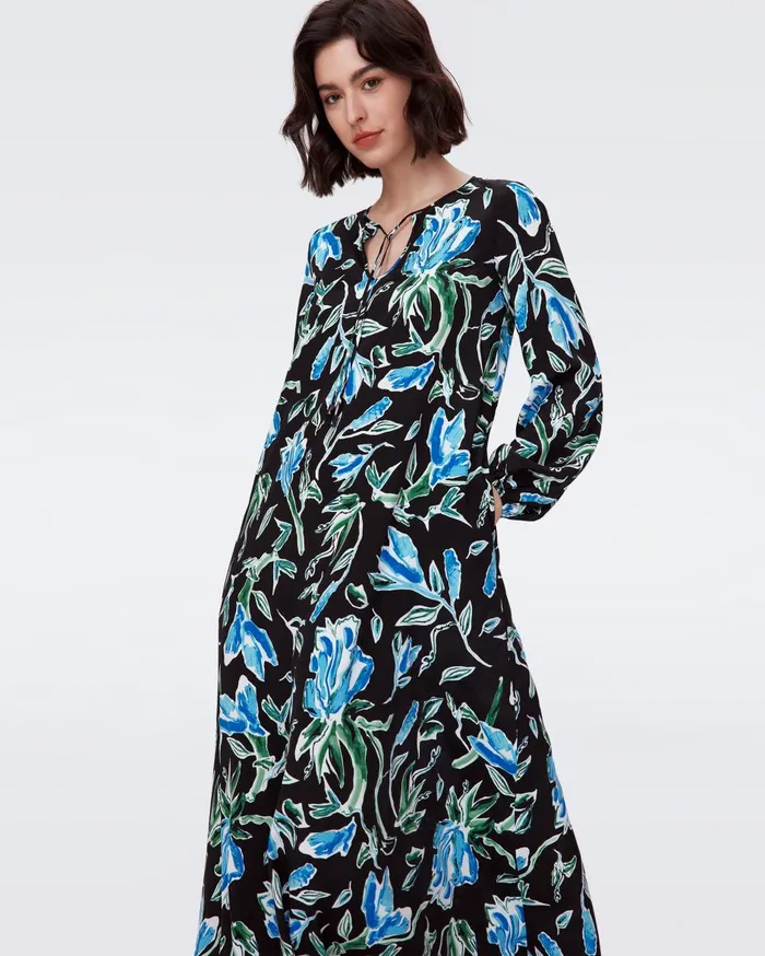 Women Vandy Dress Huge Tulip Fields Blue DVF Dresses